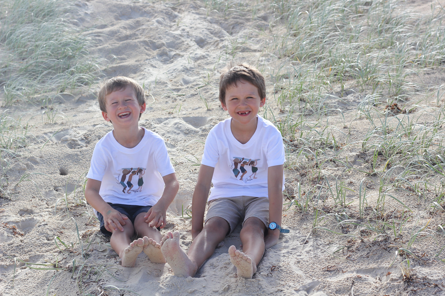 Printed Kids with surfboard, white cotton, Kids T-shirt, Arsene