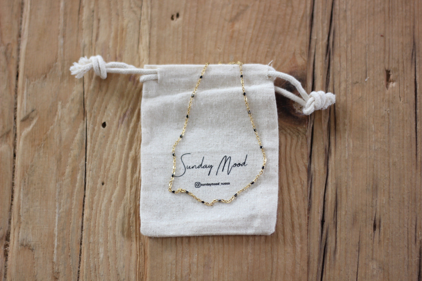 Black beaded anklet, Grace