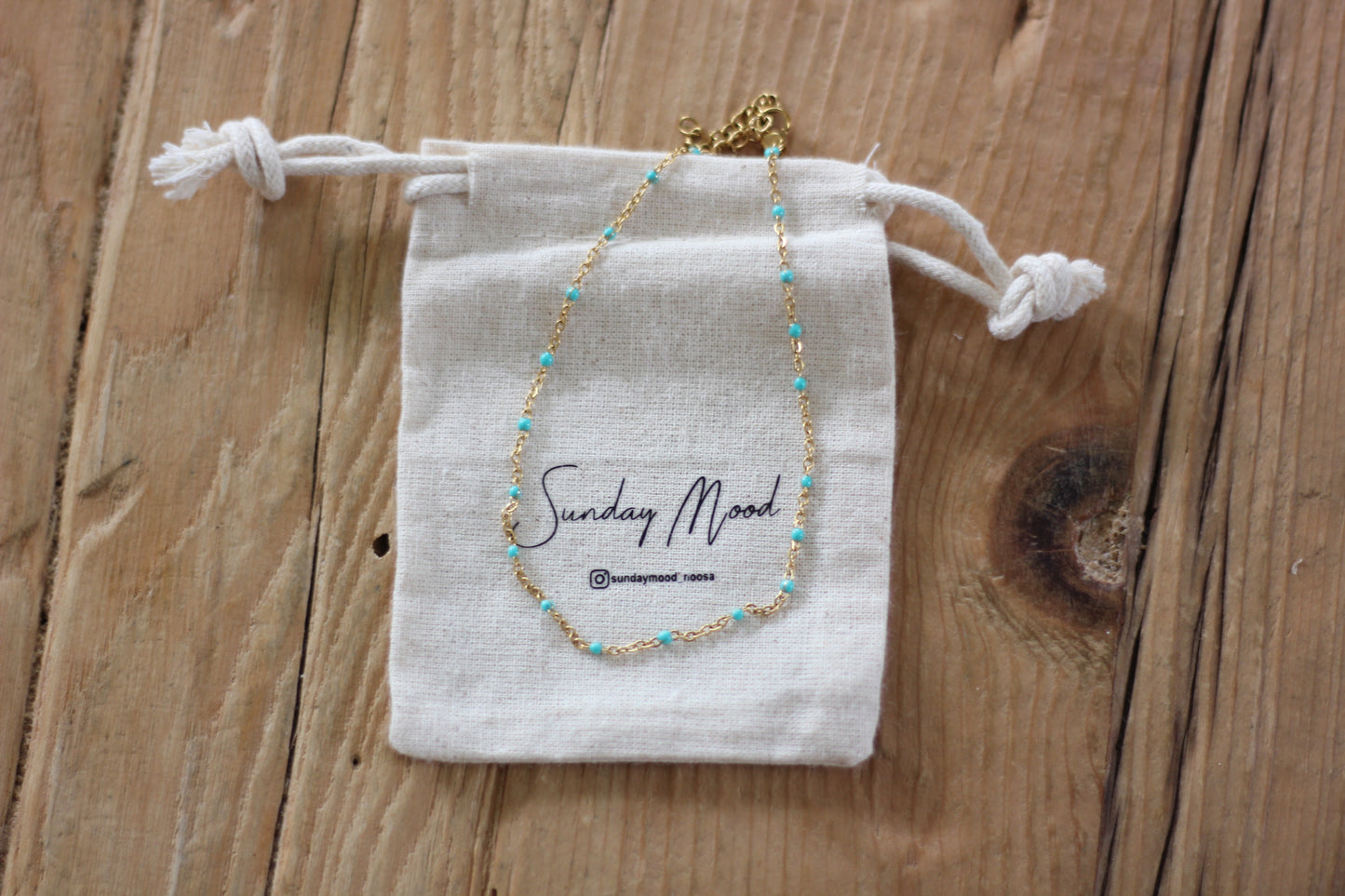 Light blue beaded anklet, Grace