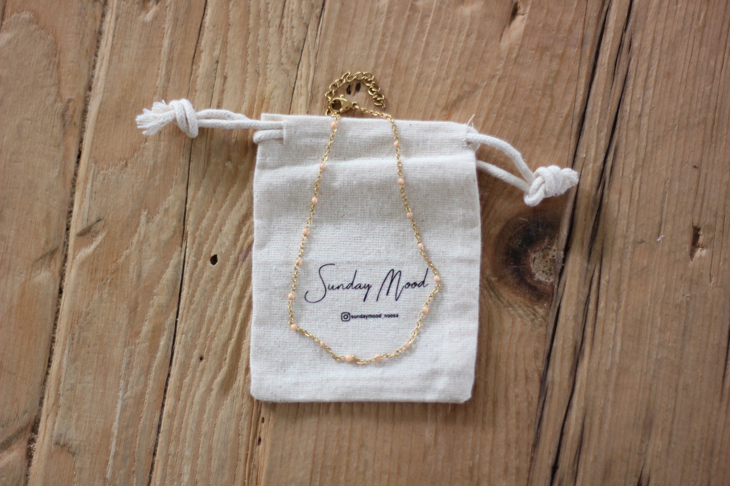 Light pink beaded anklet, Grace