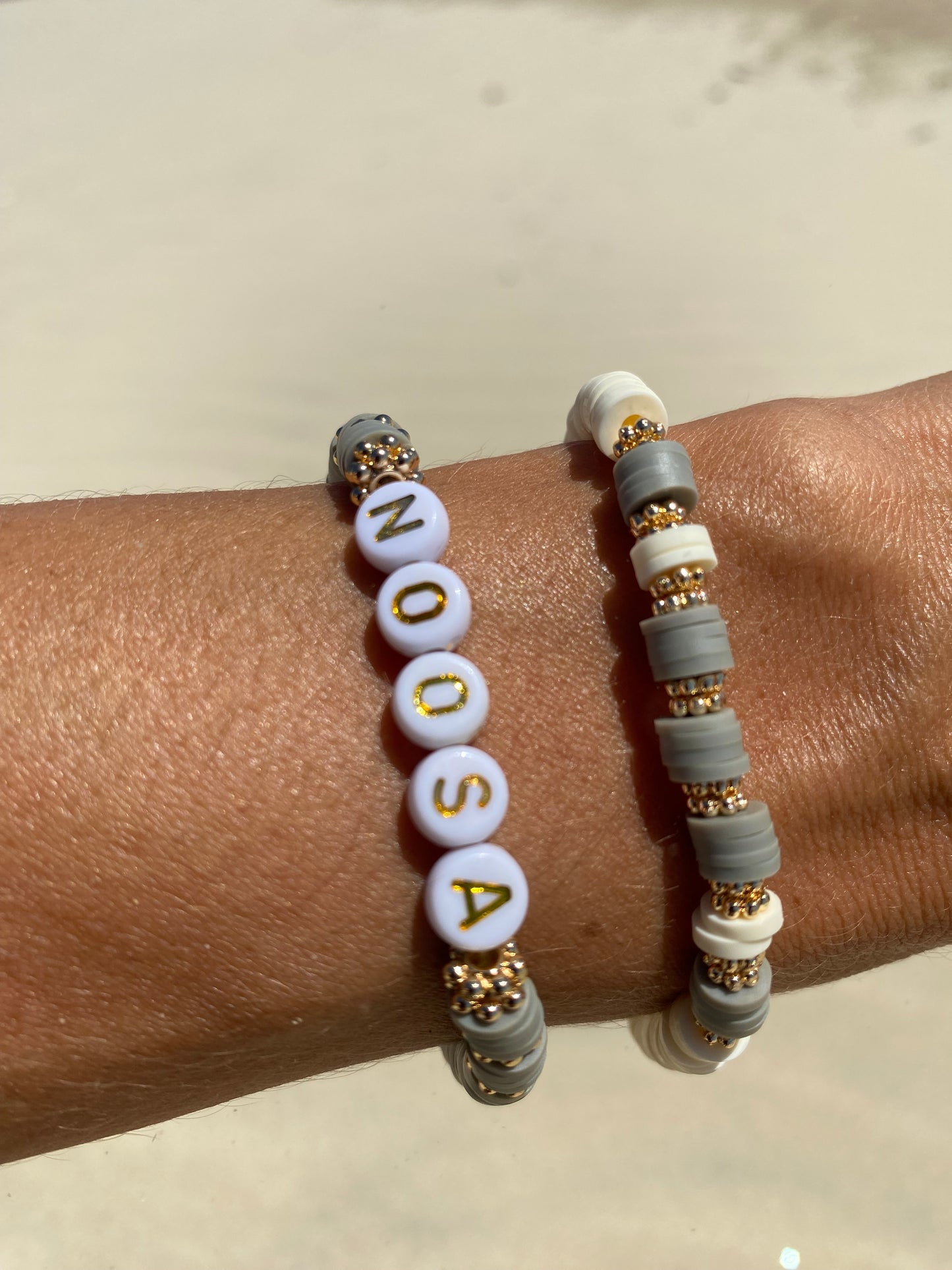 Dolphin grey NOOSA beaded stretch bracelet Romy