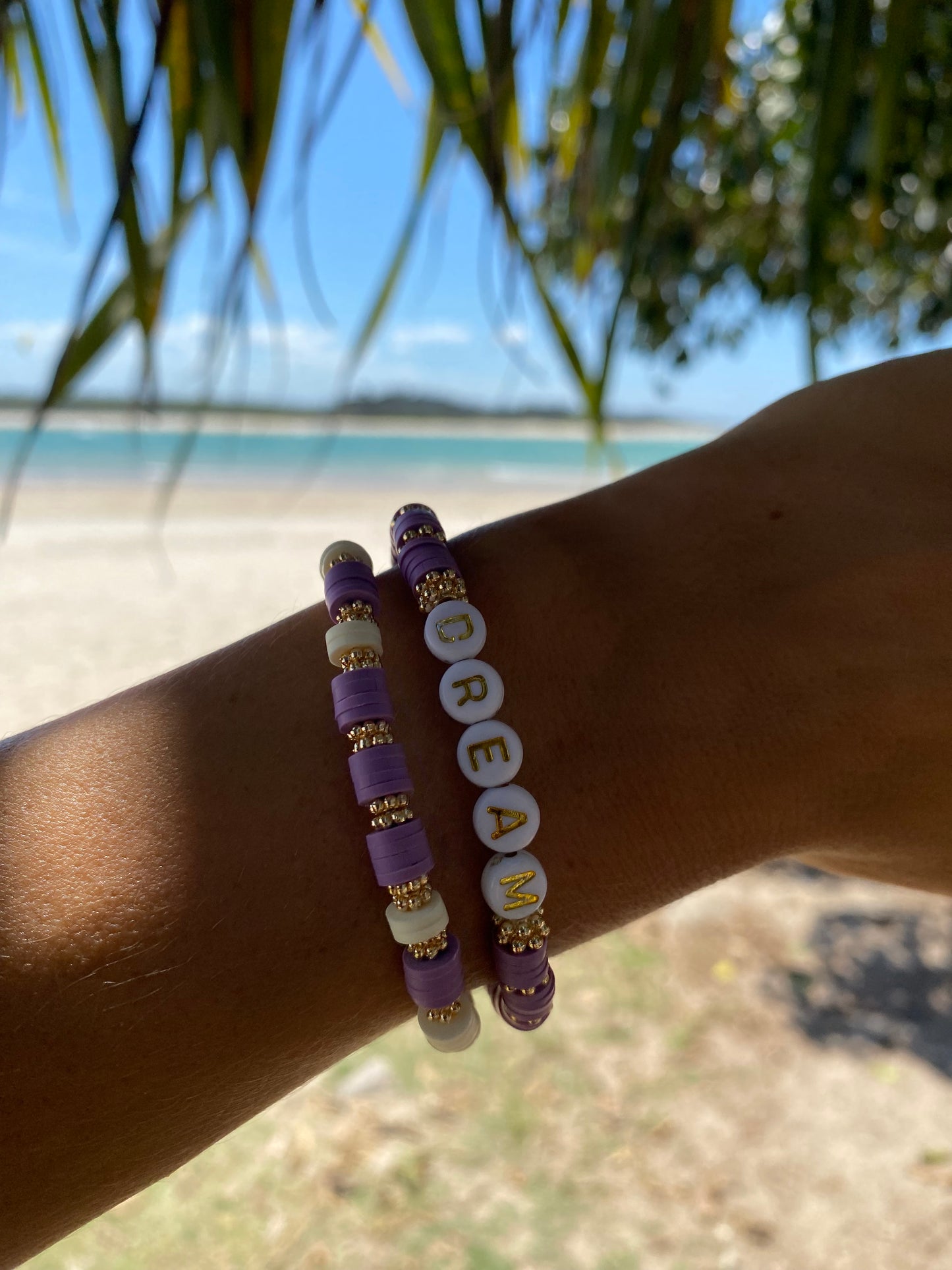 Lilac purple DREAM beaded stretch bracelet Romy