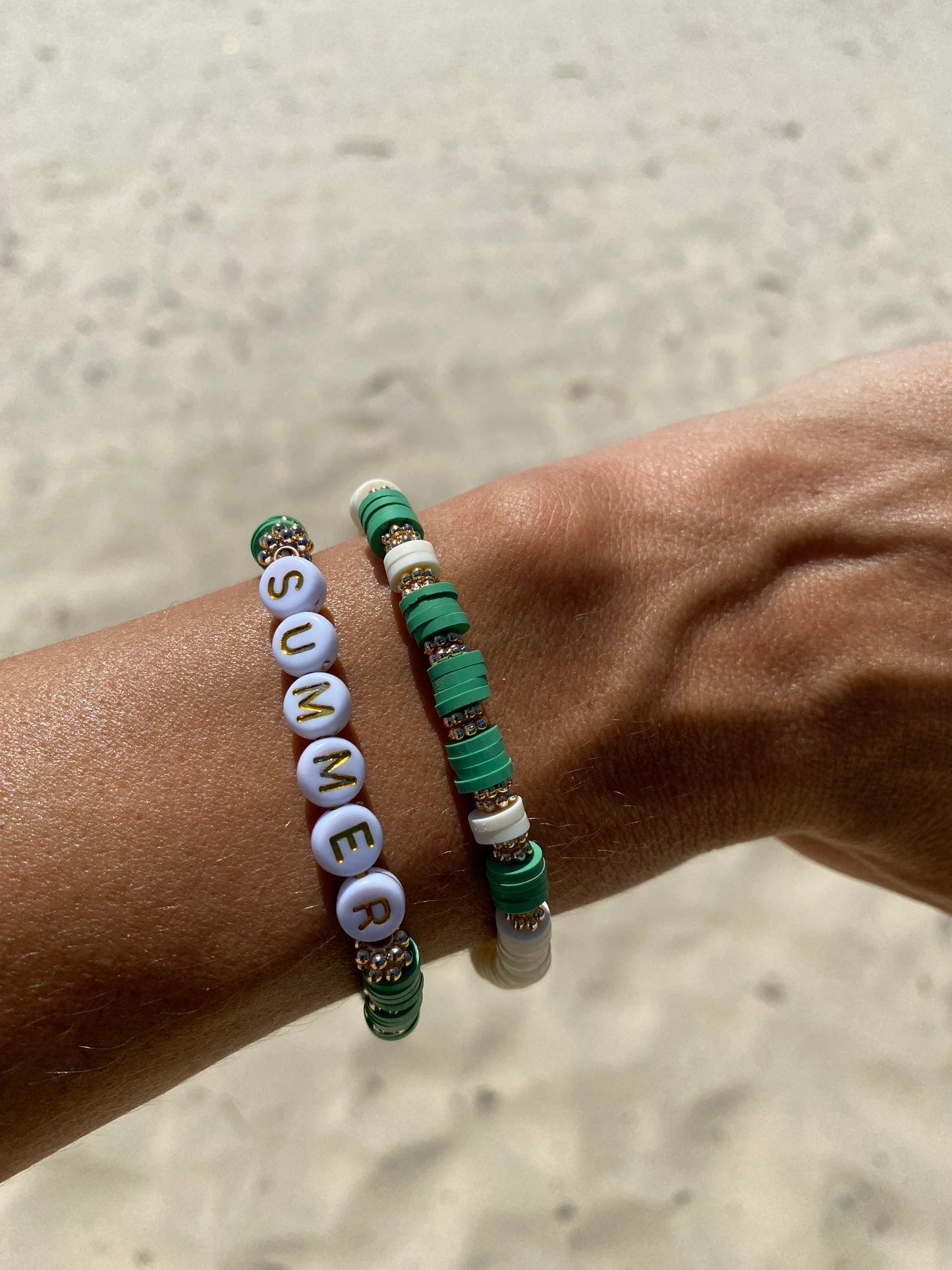 Eucalyptus green SUMMER beaded stretch bracelet Romy