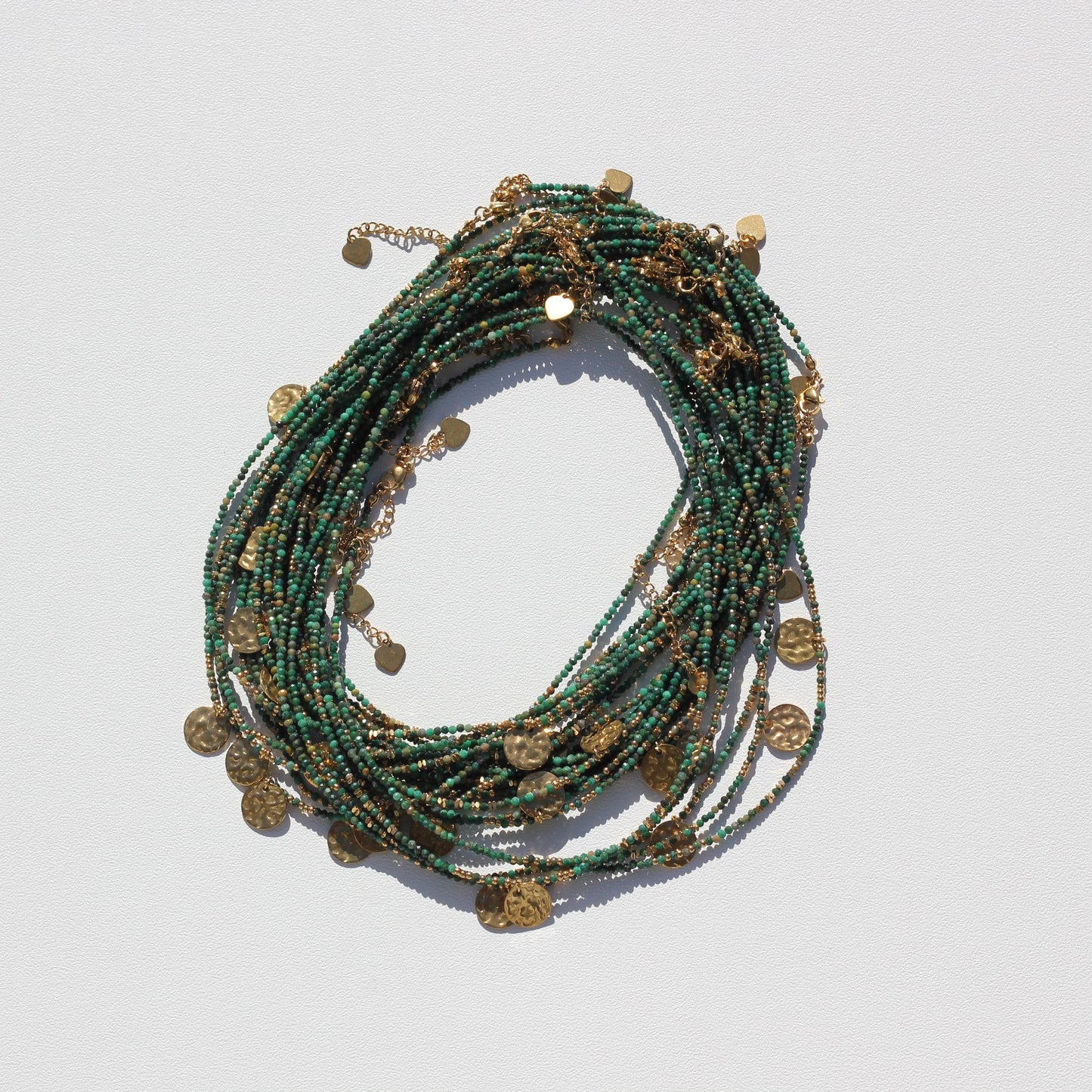 Golden “rainforest”, dark green necklace Alba