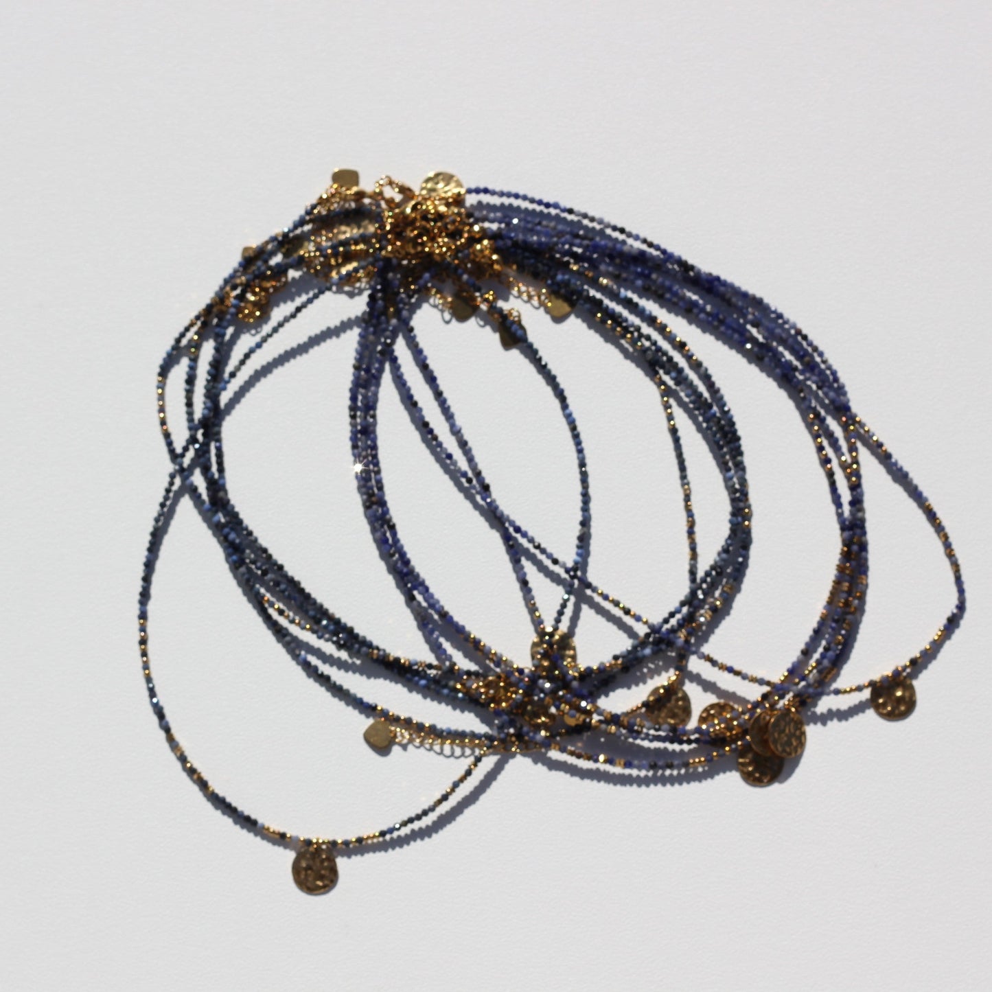 Golden “navy”, dark blue necklace Alba