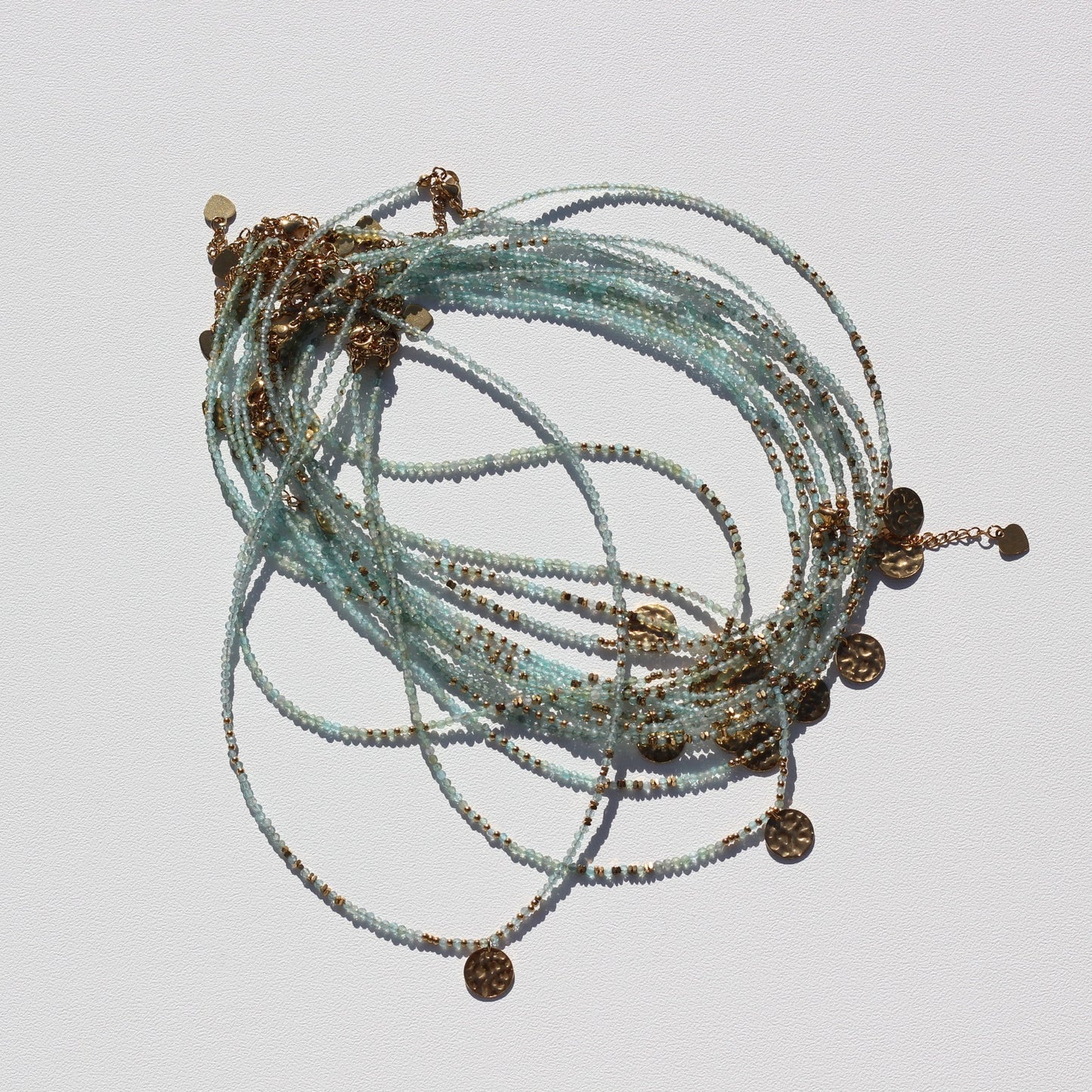 Golden “aqua”, bright blue necklace Alba