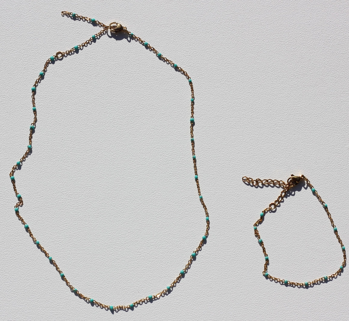 Golden light blue beaded choker Grace