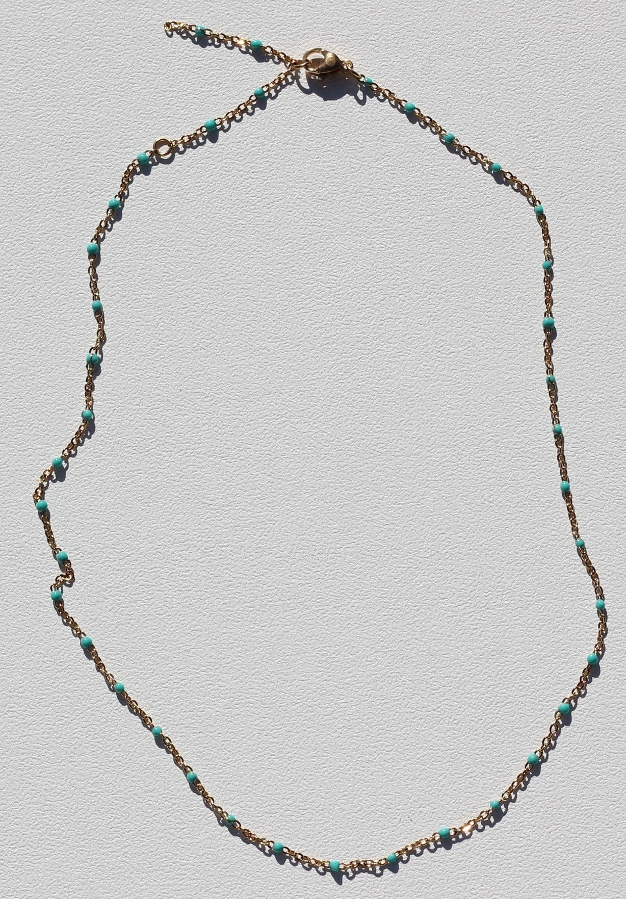 Golden light blue beaded choker Grace
