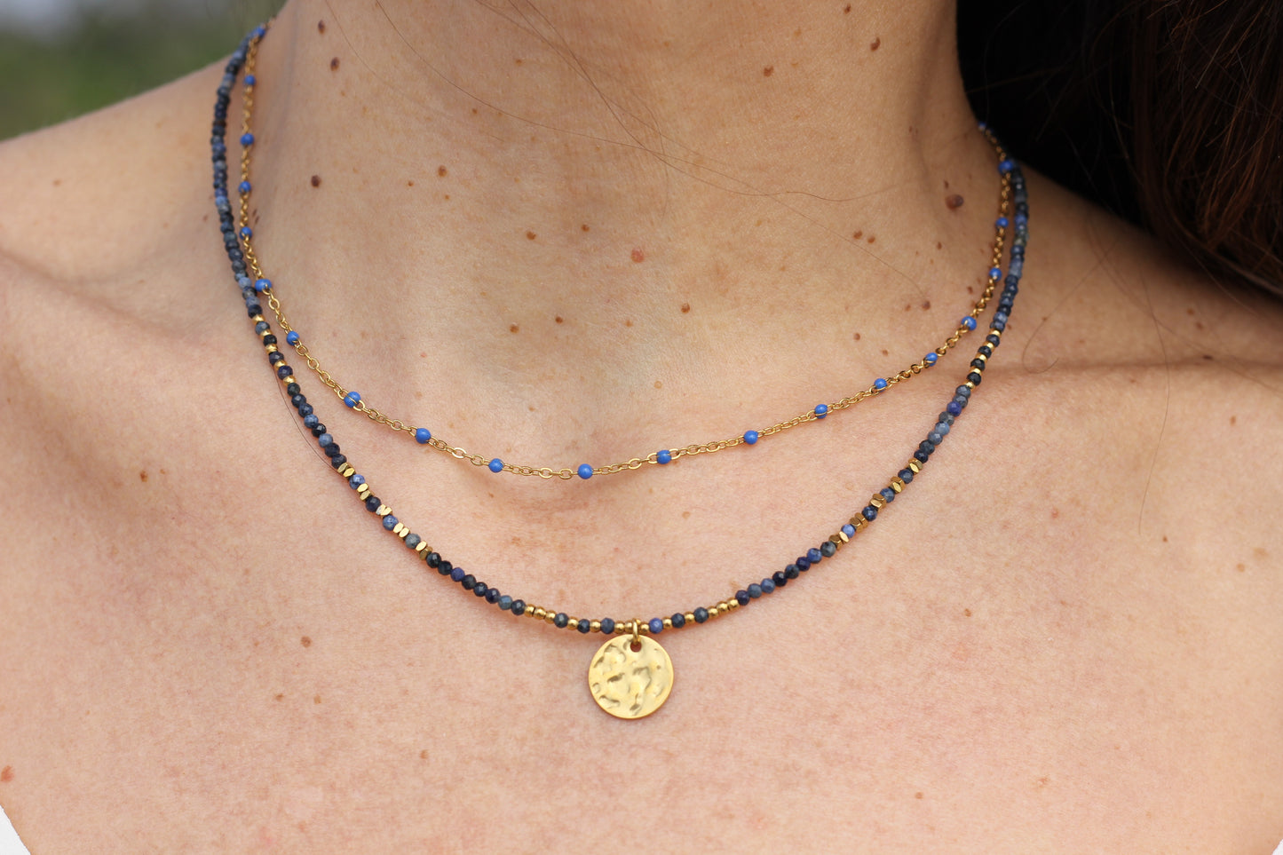 Golden dark blue choker Grace