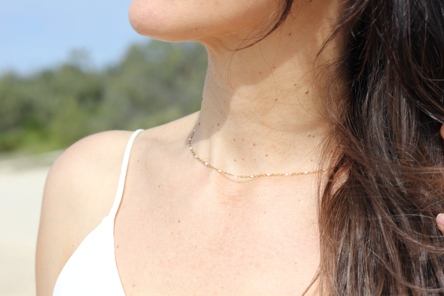 Golden white beaded choker Grace