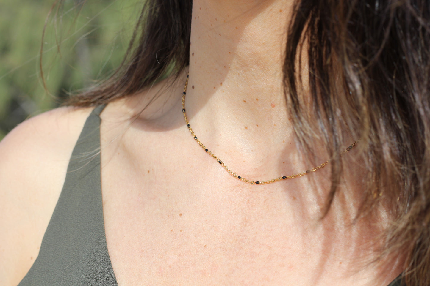 Golden black beaded choker Grace