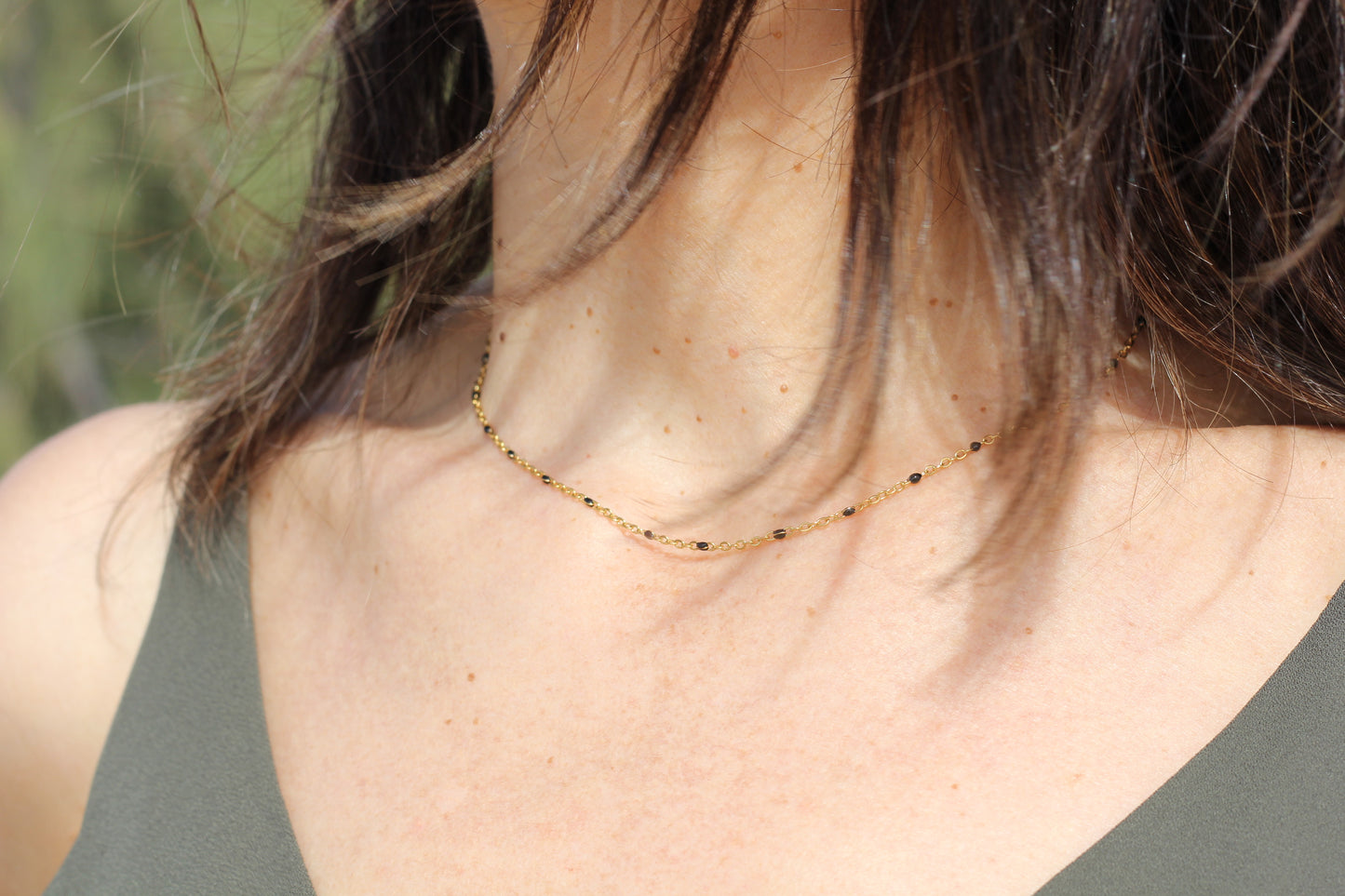 Golden black beaded choker Grace