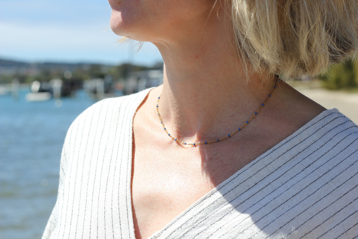 Golden dark blue choker Grace
