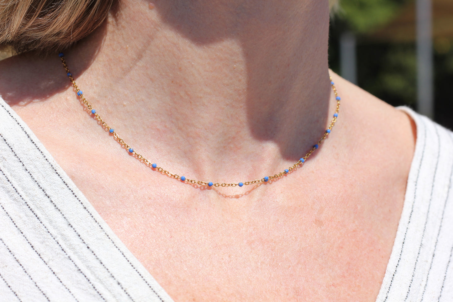 Golden dark blue choker Grace