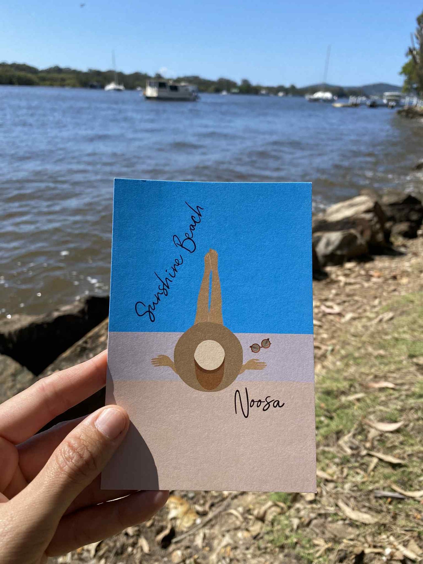 Lady at the pool, Sunshine Beach, Noosa, ecofriendly postcard