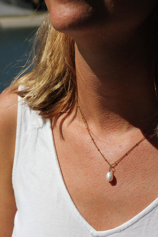 The Pearl Pendant Ball Chain Necklace - VICTORIA Collection