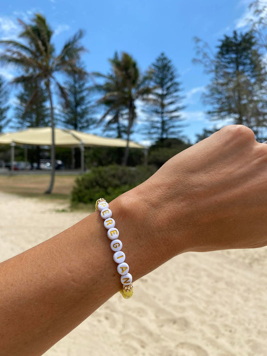 Yellow PEREGIAN beaded stretch bracelet Romy