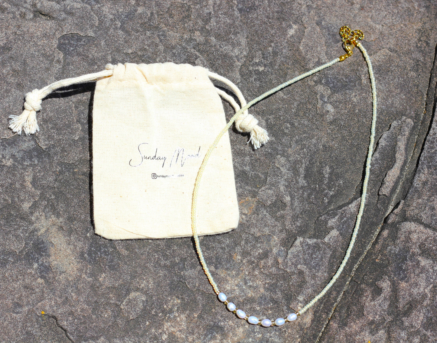 Freshwater pearl silk white beads necklace Eleanor