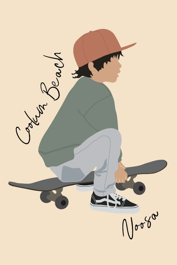 Teenage skater , Peregian Beach, Noosa, ecofriendly postcard