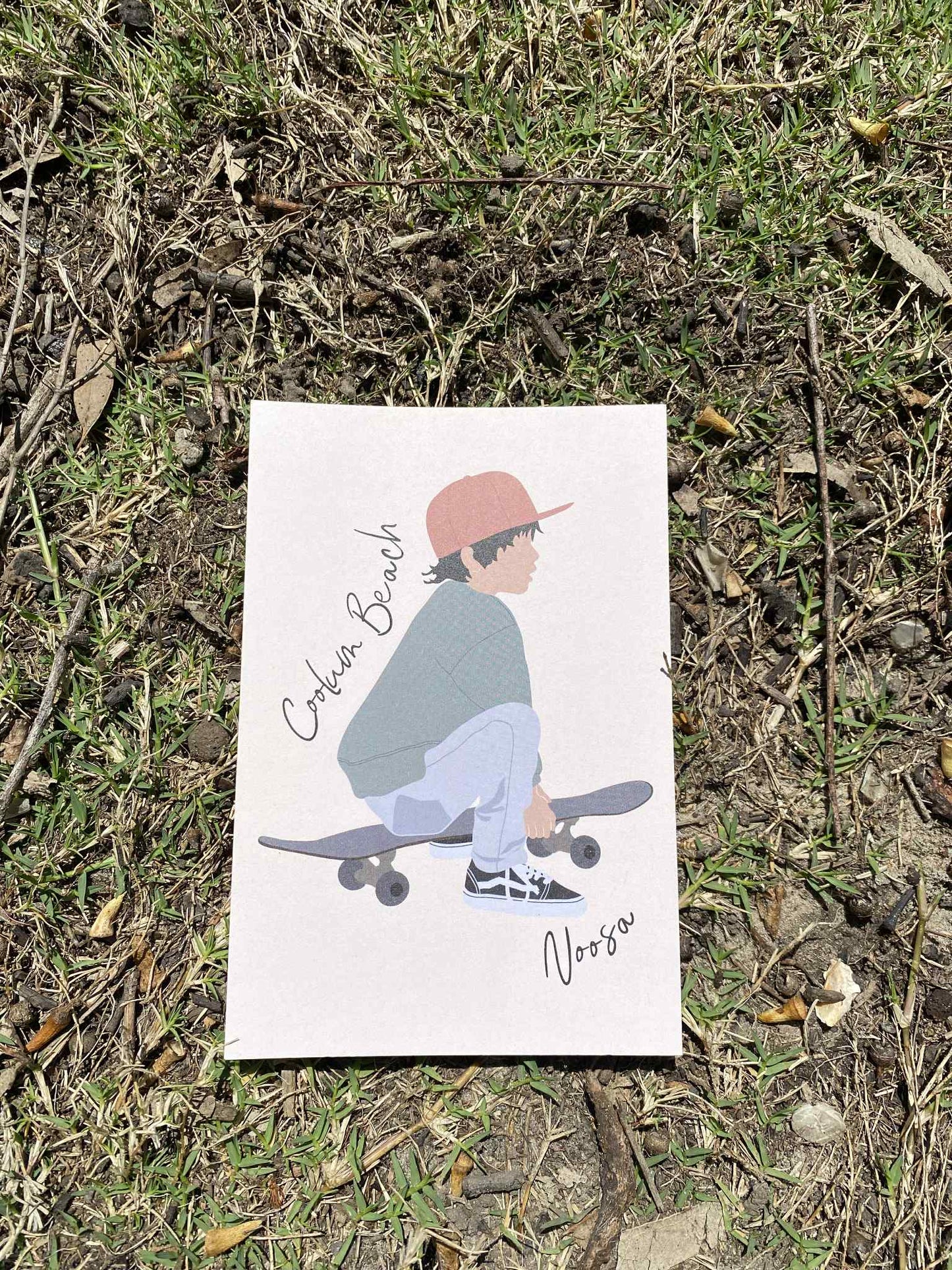 Teenage skater , Peregian Beach, Noosa, ecofriendly postcard