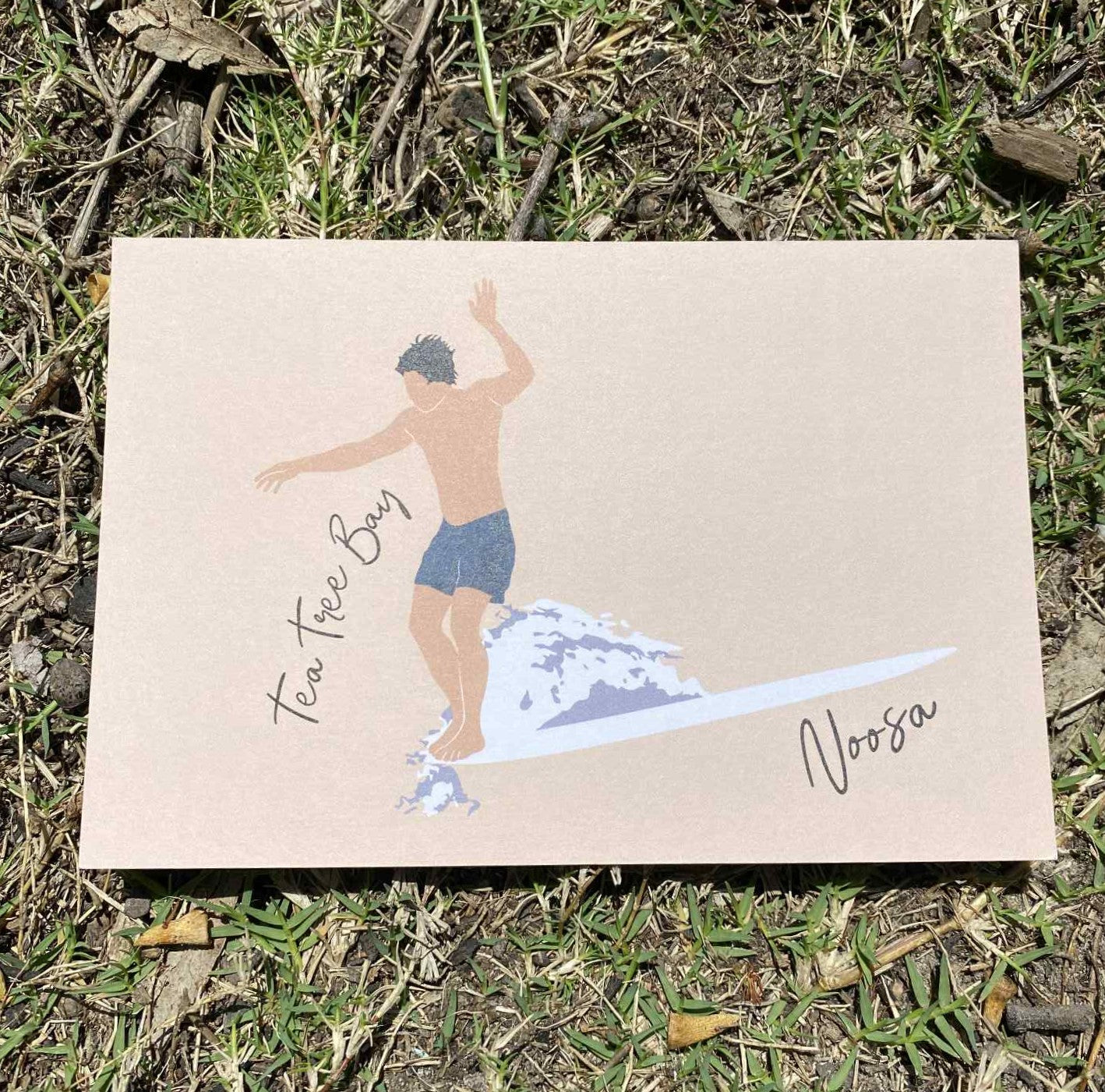 Toes on the nose, Tea Tree Bay Noosa, ecofriendly postcard