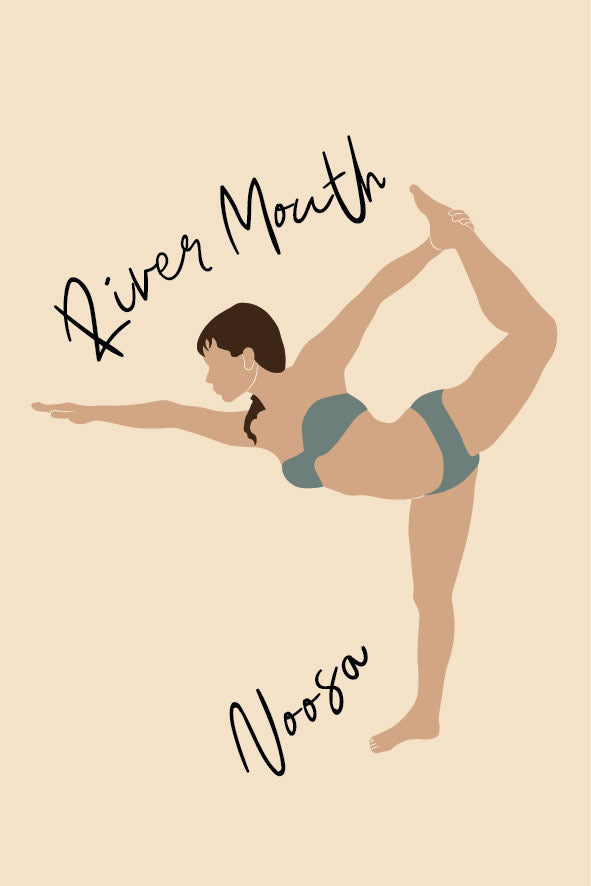 Yoga woman, River Mouth Noosa, ecofriendly postcard