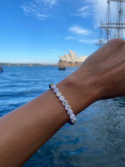 Coastal blue AUSTRALIA beaded stretch bracelet Romy