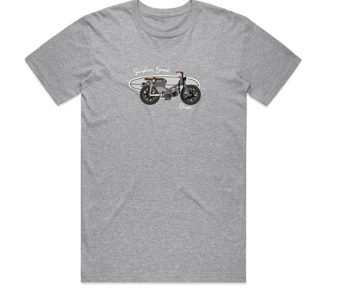 Printed Honda with longboard, Heather grey organic cotton, man T-shirt, Felix