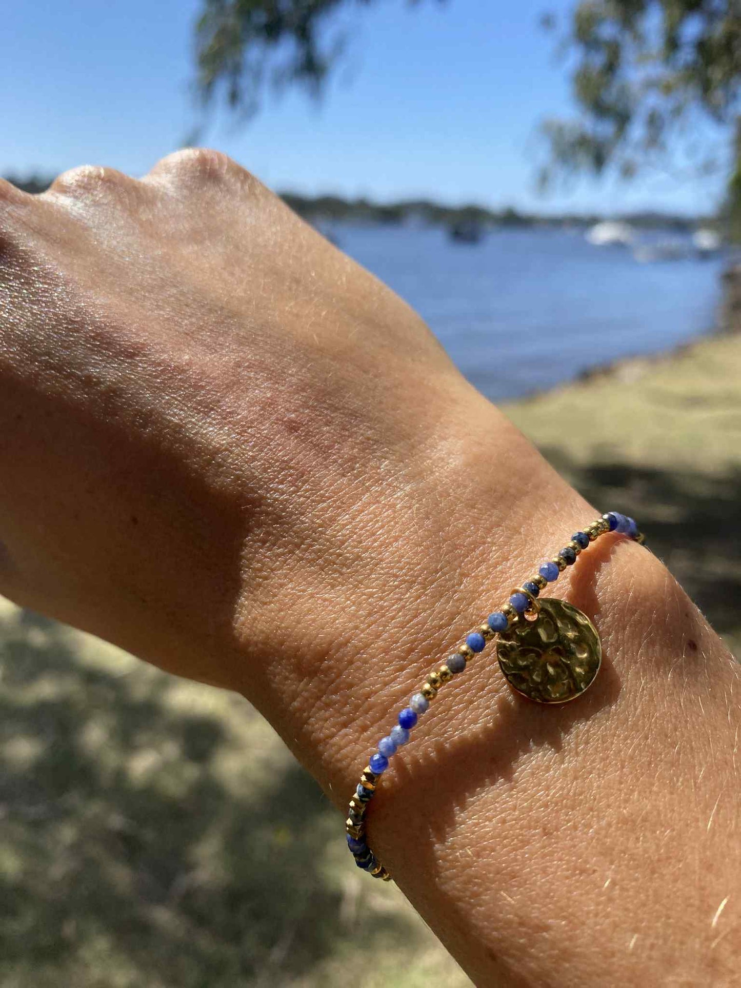 Golden “navy”, dark blue bracelet Alba