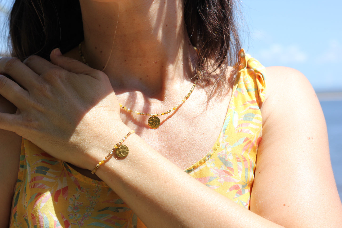 Golden “sun”, yellow bracelet Alba