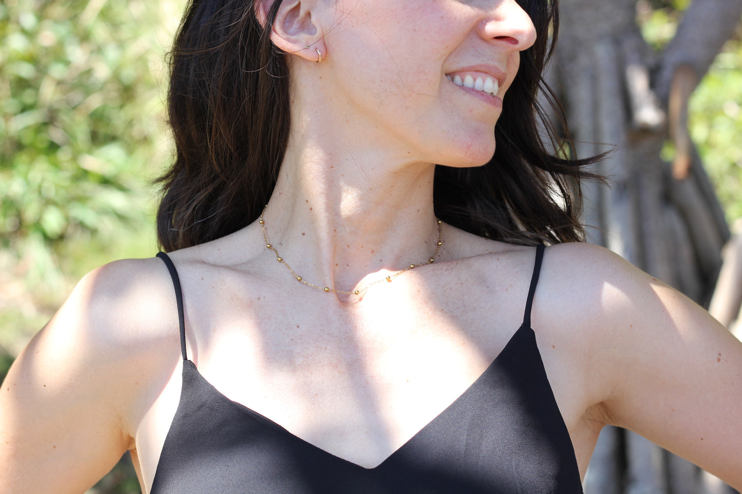 Golden ball Chain Necklace Ambre