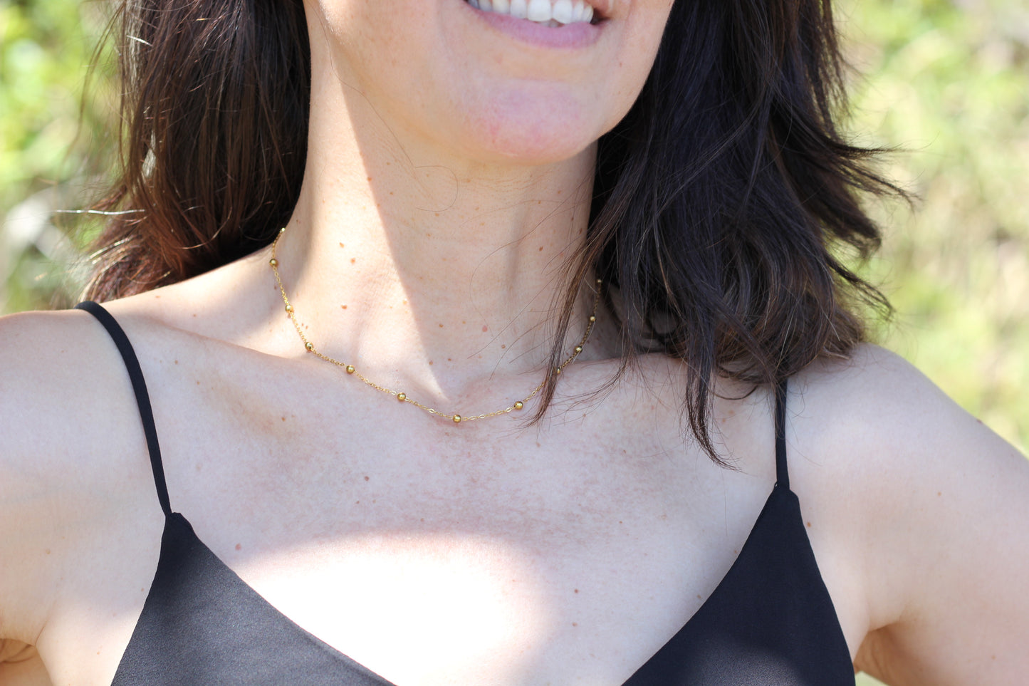 Golden ball Chain Necklace Ambre