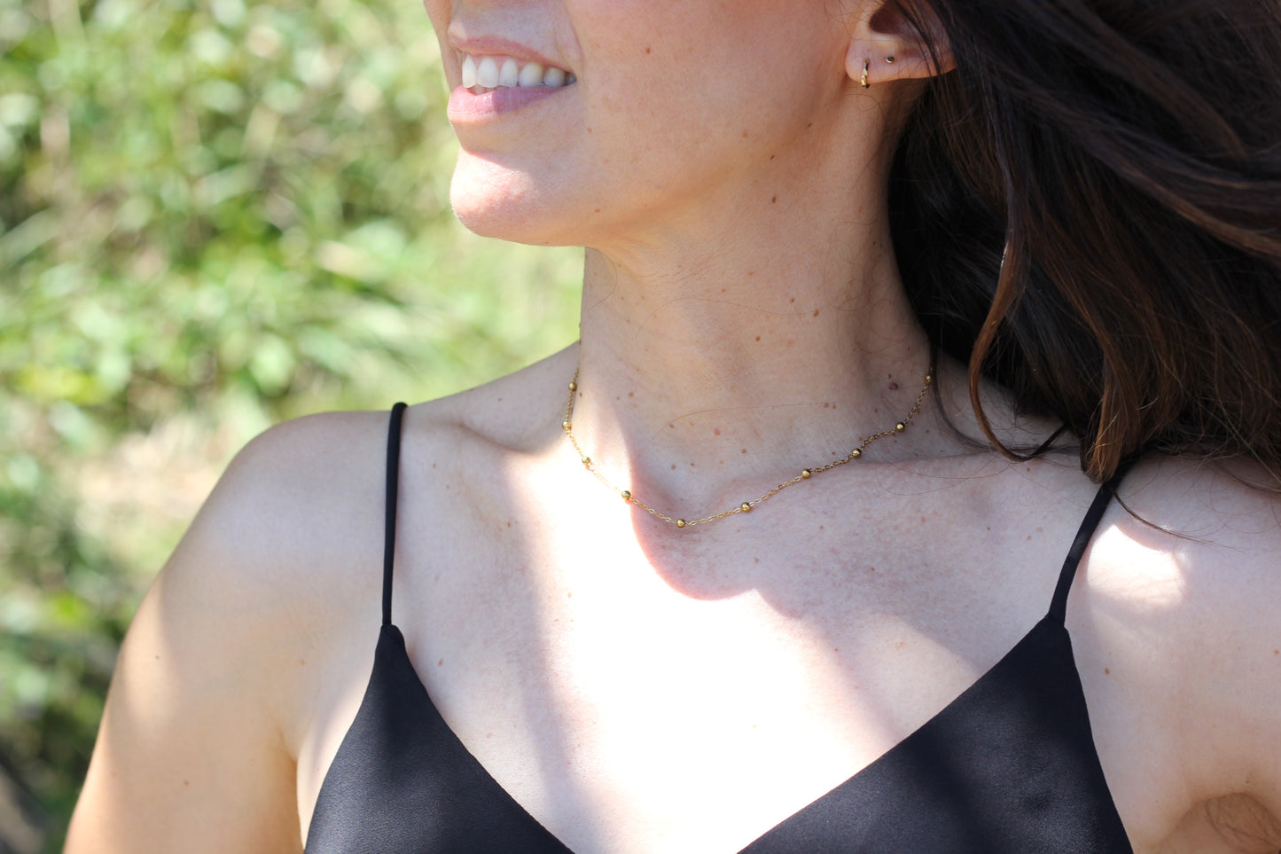 Golden ball Chain Necklace Ambre