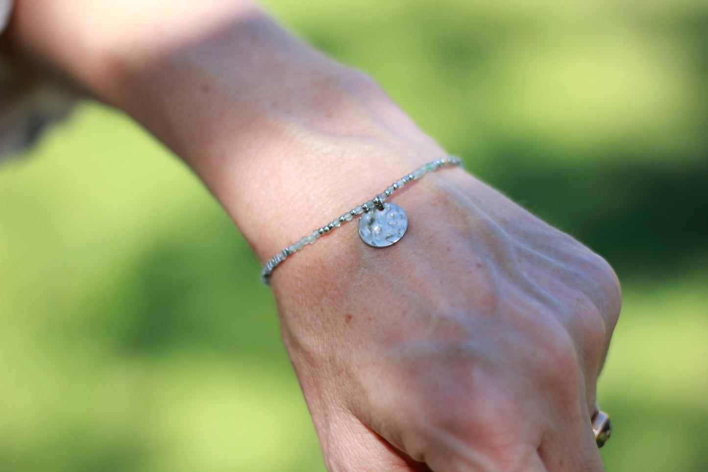 silver and apatite stone bracelet water safe Sunday Mood