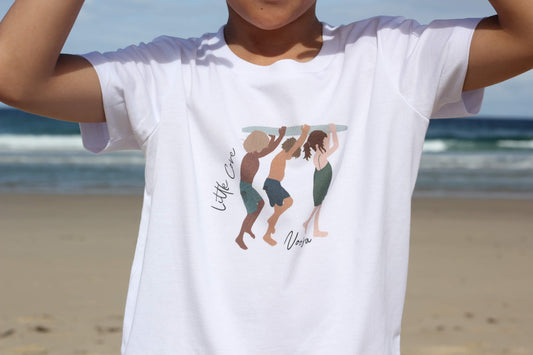 Printed Kids with surfboard, white cotton, Kids T-shirt, Arsene