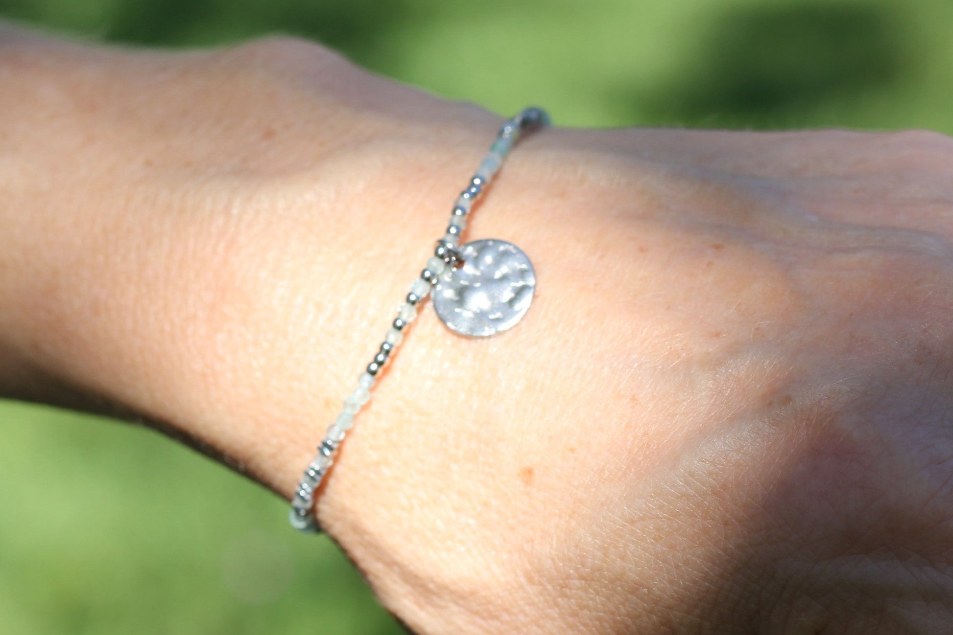 silver and apatite stone bracelet water safe Sunday Mood