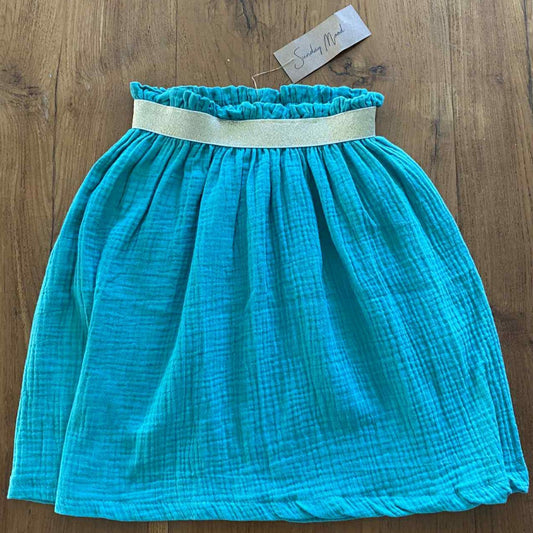 Girl skirt bright green Harriet, double cloth fabric with golden elastic