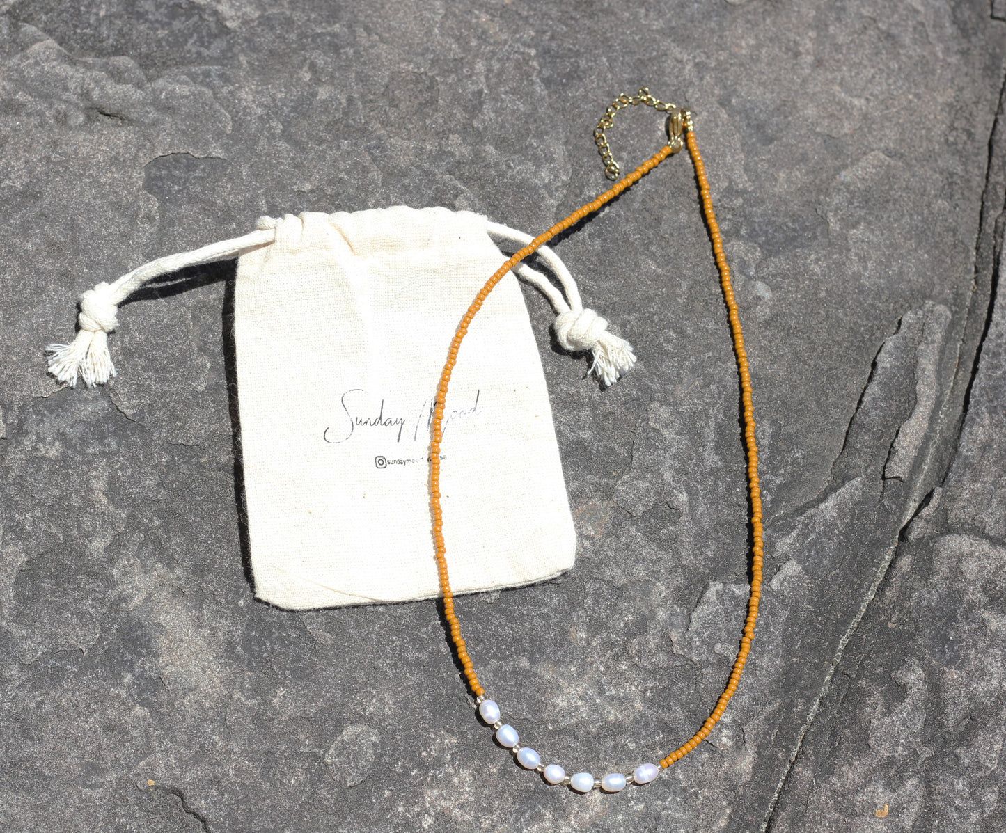 Freshwater pearl bronze beads necklace Eleanor