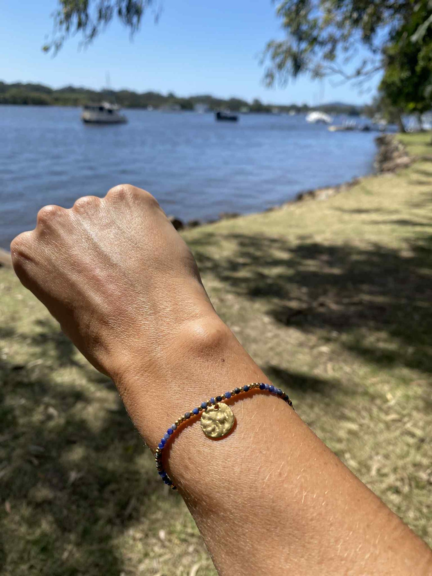Golden “navy”, dark blue bracelet Alba