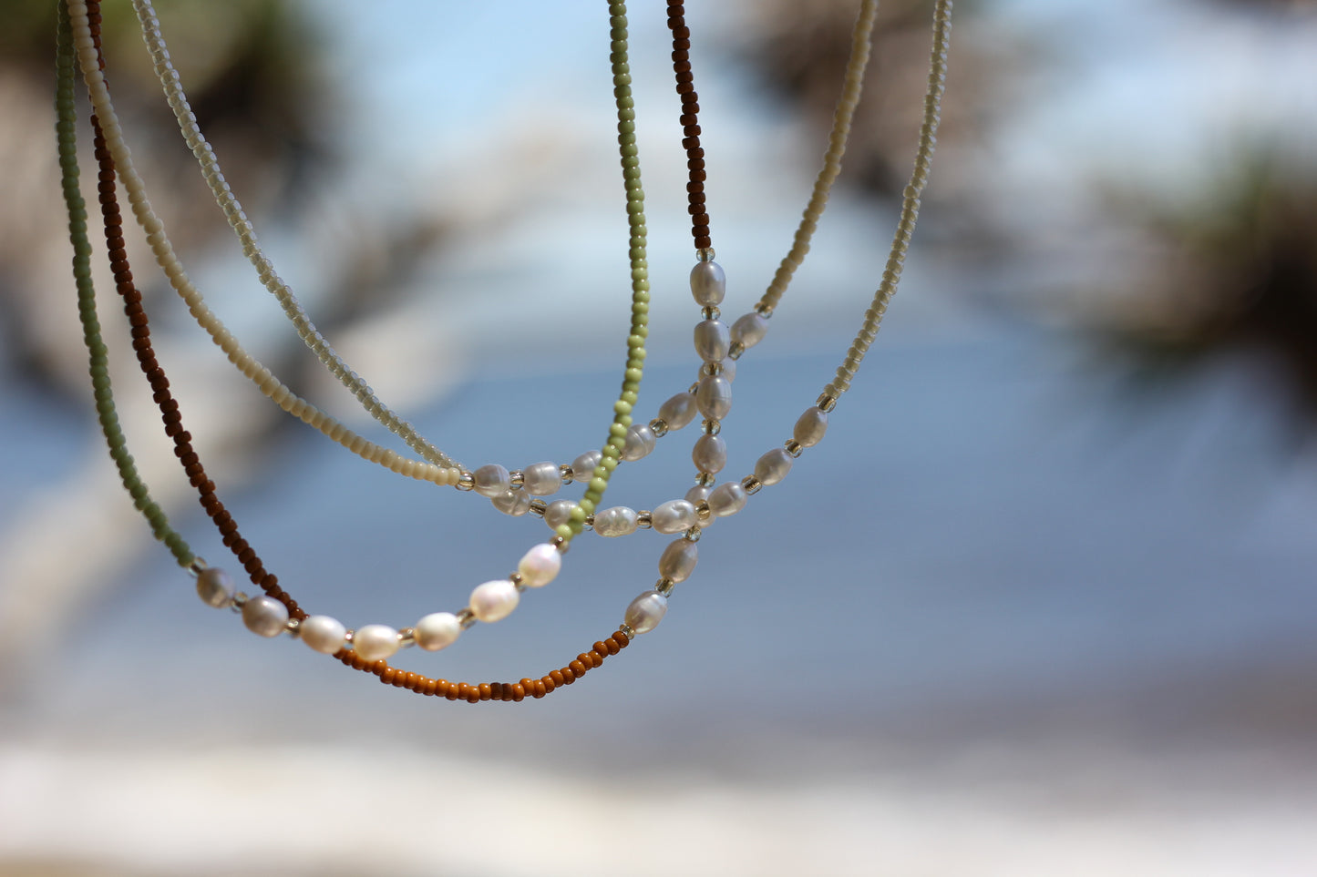 Freshwater pearl bronze beads necklace Eleanor