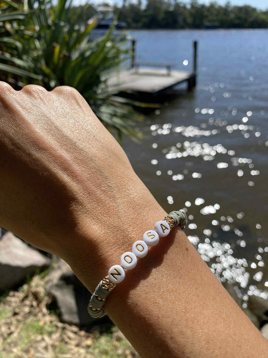 Dolphin grey NOOSA beaded stretch bracelet Romy