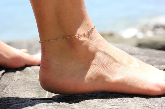 Dark blue beaded anklet, Grace