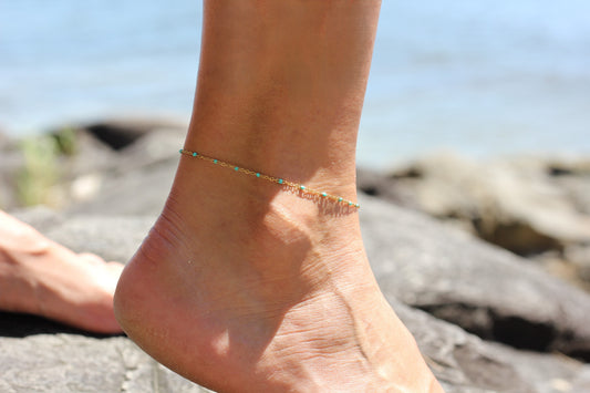Light blue beaded anklet, Grace