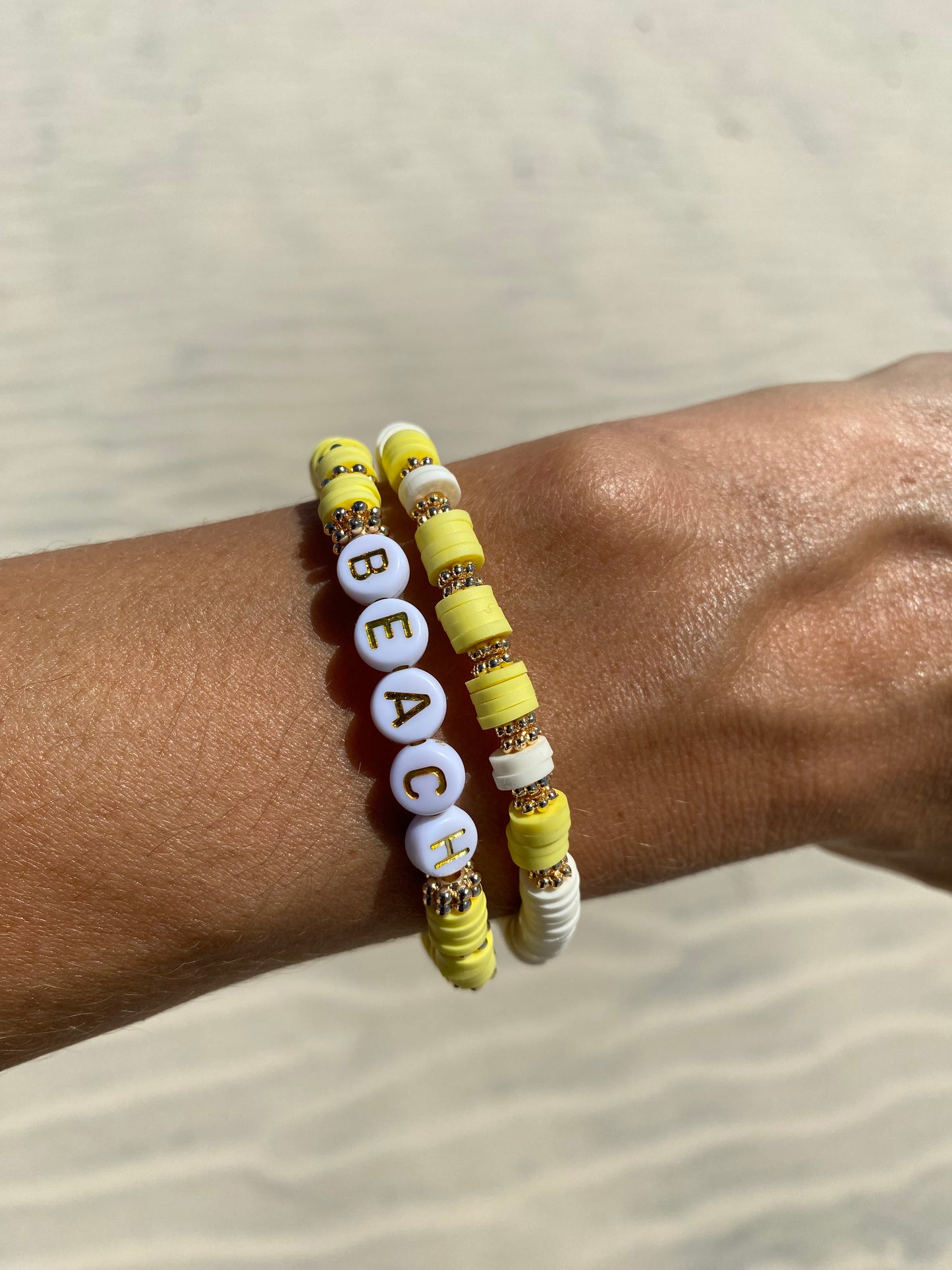 Sunny yellow BEACH beaded stretch bracelet Romy