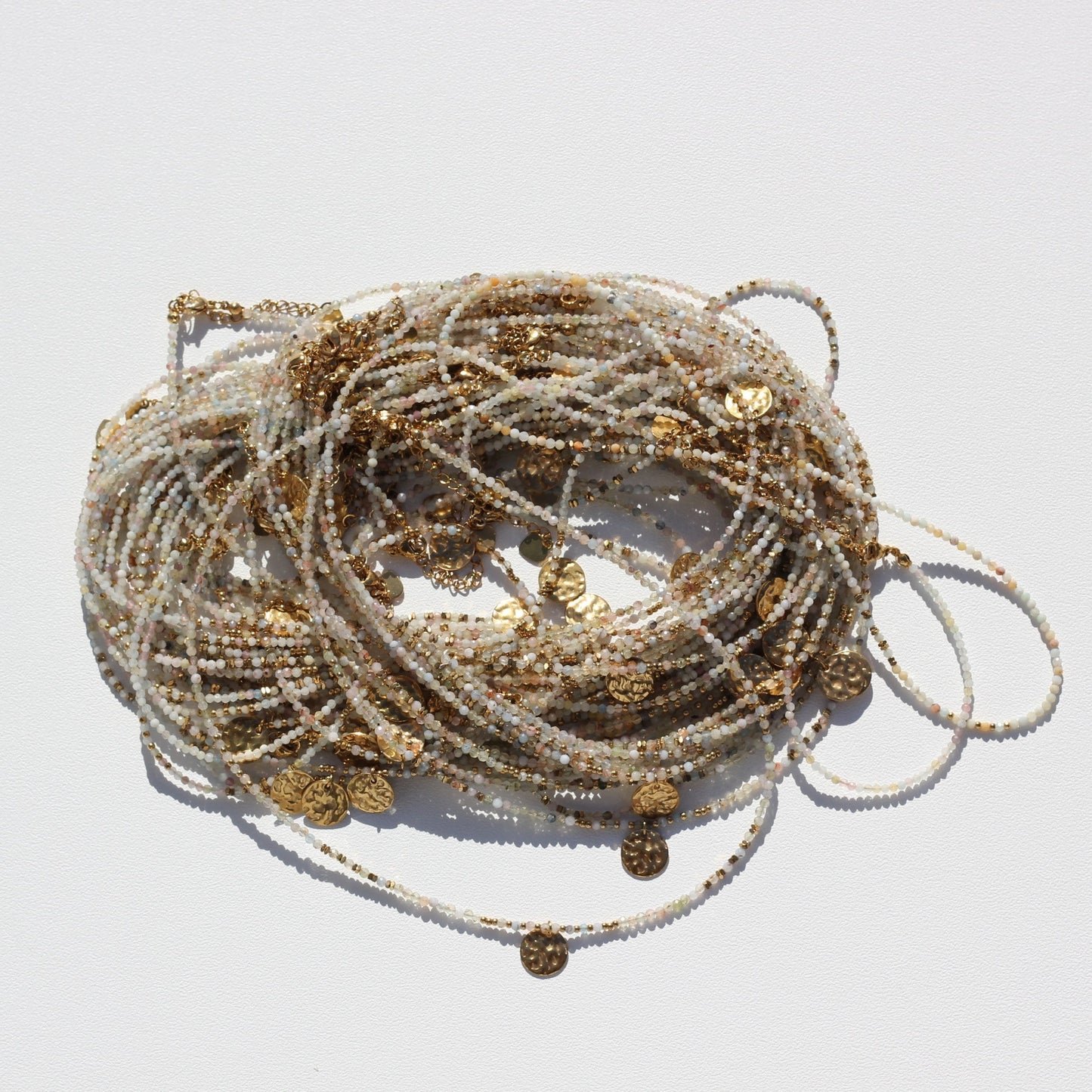 Golden “soft early morning”, natural pastel colours necklace Alba