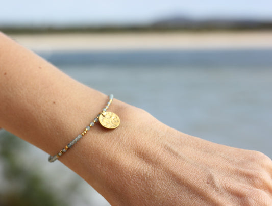 Golden “aqua”, bright blue bracelet Alba