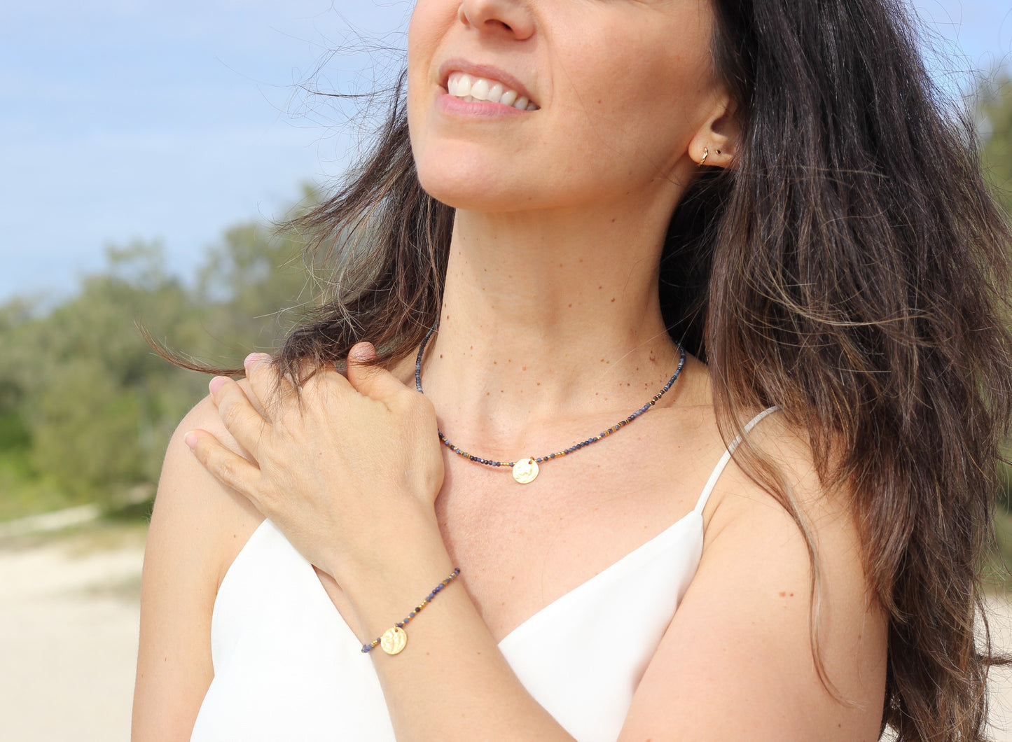 Golden “navy”, dark blue bracelet Alba