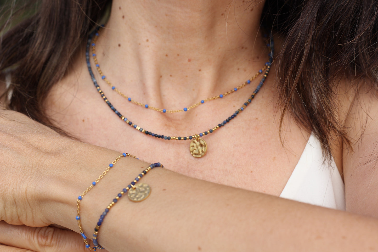 Golden “navy”, dark blue bracelet Alba