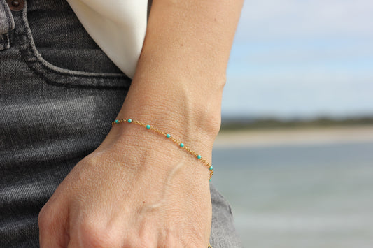 Golden light blue beaded bracelet Grace
