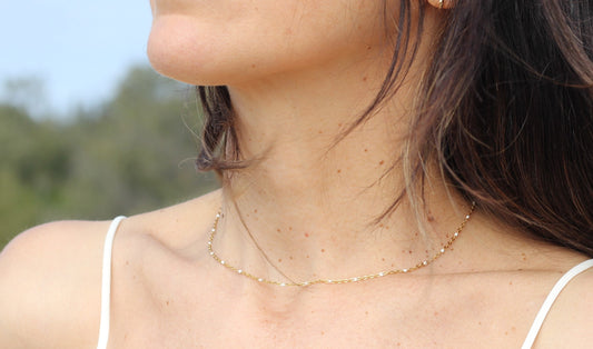 Golden white beaded choker Grace